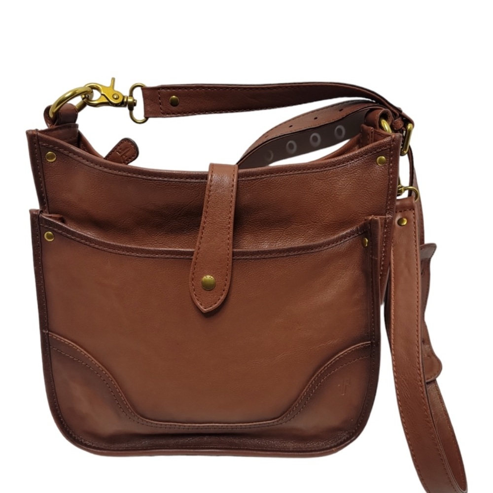 Frye Madison Brown Leather Crossbody Bag with Adjustable Strap